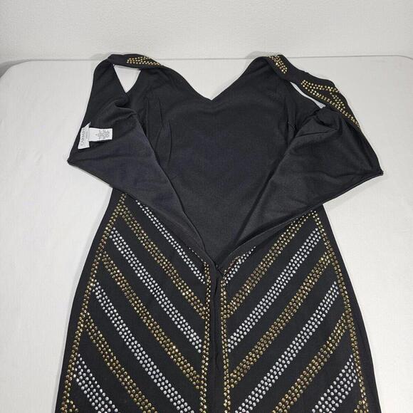 Carmen Marc Valvo Black and Gold Sequin Dress Size Small - Picture 11 of 12